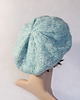 czapki damskie Miętowo - beret zrobiony na drutach
