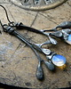 kolczyki wire wrapping opalowe  -gałazki -  kolczyki