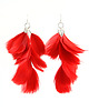 kolczyki z piórami Czerwone - długie kolczyki z piórami srebro