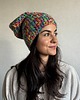 czapki damskie Kolorowa duża czapka beanie z wełną i alpaką