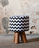 stołki Stołek skandynawski chevron czarny