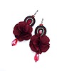 kolczyki soutache Kolczyki sutasz zielono bordowe z kwiatami Bloom