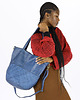 torby na ramię Torba shopper pleciona ze skóry  - MARCO MAZZINI jeans nieb
