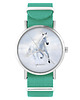 zegarki unisex Zegarek -  Biały koń biegnący - turkusowy, nylonowy