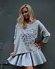 bluza bez kaptura damska BLUZA SZARA SERCE GUZIKI - handmade - oversize 