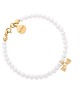 bransoletki złote Złota bransoletka z białych pereł SWAROVSKI CRYSTAL z kokardką