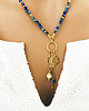 złote naszyjniki NASZYJNIK LAPIS LAZULI z perłą i zawieszką