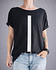 t-shirt damskie Kreska biała na czarnym Oversize