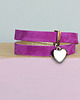 bransoletki skórzane fuksja heart silver