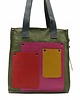 torby na ramię Torebka damska shopper, pojemna, skórzana ze skrawków kolorowa OLIVKA
