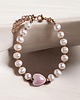 bransoletki z kamieni naturalnych Bransoletka : PERŁY naturalne i ceramiczne serduszko : pastelowe różowe