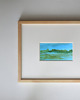 obrazy Akwarela Pejzaż traw oryginalny obraz niebieski papier 10,5x22 cm