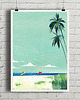 plakaty Plakat Plaża surferów - wakacje pod palmami