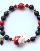 bransoletki z kamieni naturalnych Unikat maneki neko - onyks, koral, lawa, rubin