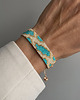 bransoletki ze szkła Turkusowa złota bransoletka z koralików Miyuki - snake pattern