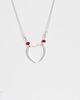 srebrne naszyjniki Rhodium Plated Open Heart Necklace in Red