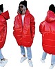 kurtki damskie Czerwona błyszcząca mega oversize ciepła długa kurtka płaszcz