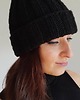 czapki damskie Czapka Beanie krótka- wełna i alpaka czarna czerń