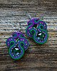 kolczyki soutache Zieleń i fiolet - kolczyki soutache z kryształkami