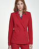 marynarki damskie Dwurzędowy żakiet z20 - czerwony