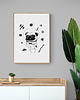 grafiki i ilustracje Duża grafika z Mopsem w kosmosie 50x70 cm