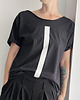 t-shirt damskie Kreska biała na czarnym Oversize