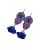 kolczyki soutache Kolczyki sutasz kolorowe zieleń róż niebieski wiosenne Cleo z kwiatkiem