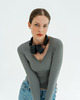 bluzki z długim rękawem damskie Longsleeve do jogi damski NY CHIC - stone grey