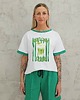t-shirt damskie Bawełniana koszulka o luźnym kroju matcha