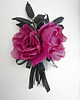 broszki Unikatowa broszka z jedwabnymi różami i listkami