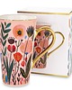 kubki i filiżanki Kubek porcelanowy 700 ml BLUMEN 16,5x14,5x10 cm różowy