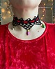 chokery Świąteczny czarny koronkowy choker w styly Stranger Things