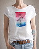 t-shirt damskie Trzy kolory peonie Biały Oversize