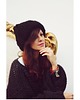 czapki damskie Czarna czapka beanie handmade z wełną