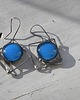 kolczyki wire wrapping Świetlisty niebieski  -  kwiaty   -  kolczyki