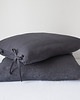 poduszki gładkie Lniana Poszewka Troczki CHARCOAL