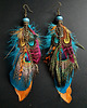 kolczyki z piórami Multikolorowe kolczyki  z pawimi piórami