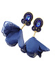 kolczyki soutache Granatowe kolczyki soutache z kwiatami