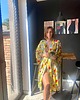 szlafroki damskie Szlafrok narzutka kimono żółte w kwiatowy wzór