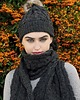 czapki damskie Zestaw CZAPKA  + SZALIK Z pomponami 100% wełna Merino - UNISEX