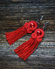 klipsy Etniczne klipsy soutache z frędzlami- czerwone