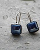 kolczyki wire wrapping Lśniący granat -  kwadracik - kolczyki