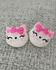 kolczyki z masy plastycznej Kolczyki kotki z różową kokardką