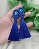 kolczyki soutache Kolczyki z chwostami kobaltowe, niebieskie chwosty, długie klipsy