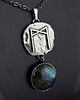 biżuteria męska Runa Mannaz z labradorytem - srebrny amulet z runą