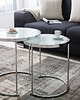 stoliki kawowe Stolik kawowy Loop 2 części biały metal szkło
