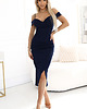 sukienki midi damskie 564-7 CALLIE Sukienka midi z odkrytymi ramionami i dekoltem - granatowa