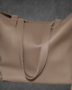 torby na ramię Duża Shopperka z frędzlami beżowa. Duża torba Shopper Bag skóra naturalna