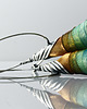 kolczyki wire wrapping Srebrne kolczyki koła z tkaniną mięta złoto