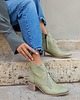 botki damskie BOTKI NA 5 CM KLOCKU - SKÓRA NATURALNA - MODEL 482 - KOLOR JASNY KHAKI